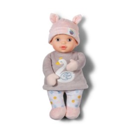 Baby Annabell Bebelus cu zornaitoare in interior si caciulita mov 30 cm cu corp moale si cap din vinil